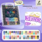 Marcador Metálico Canetinha Glitter Ponta Dupla Desenhos-SLX-123
